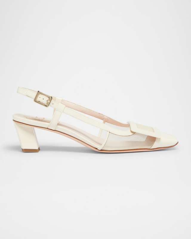 Belle Vivier Mesh Buckle Slingback Pumps
